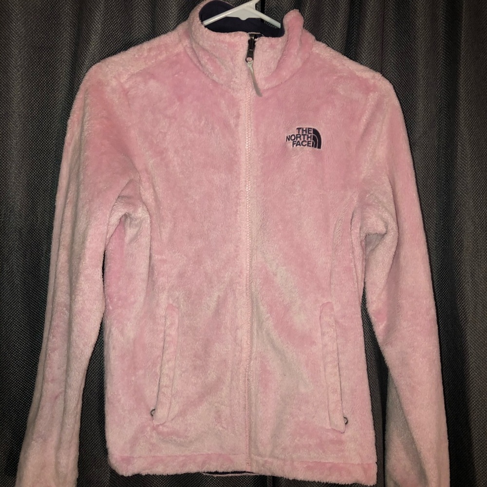 Women’s Light Pink Fuzzy NorthFace Jacket